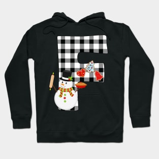 BW Buffalo Checks Pattern Monogram F | Snowman Hoodie